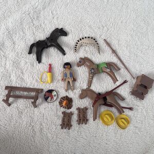 Vintage Playmobil Native American Indian Figures Painted Horse Accessories 90s